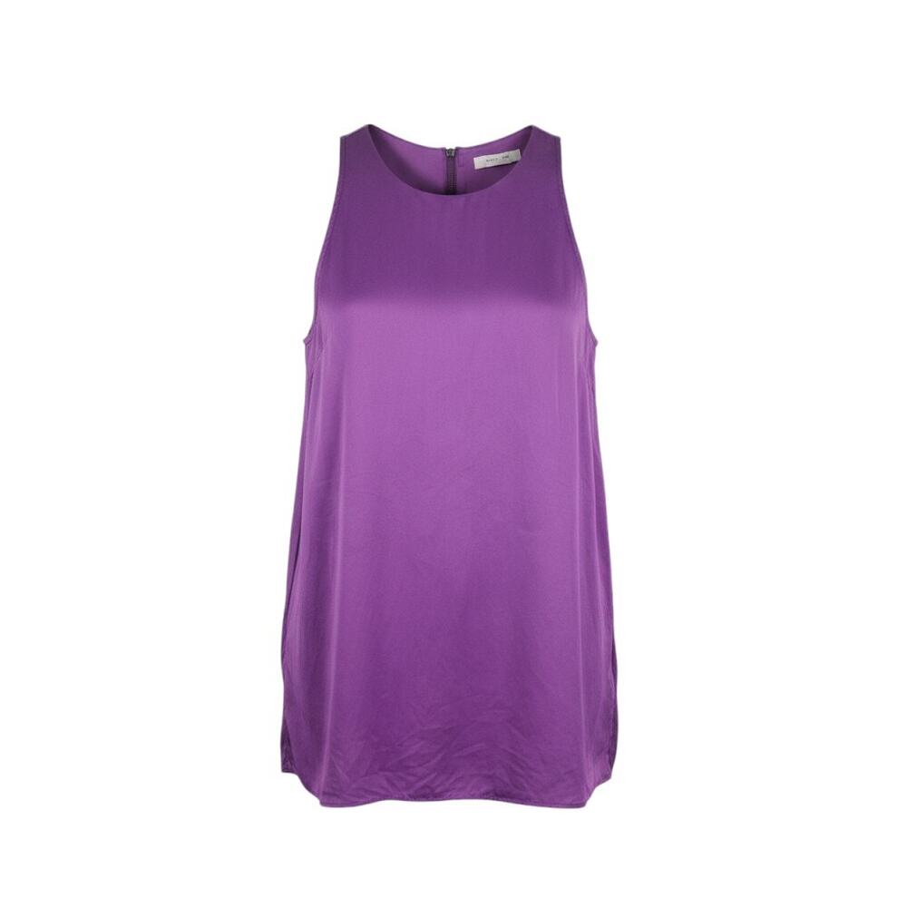 Helmut Lang Mere Silk Top Sleeveless Side Slit Purple Size XS